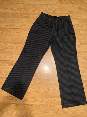 Y2K Riveted by Lee Gray Pinstripe Wide Leg Cuffed Trousers